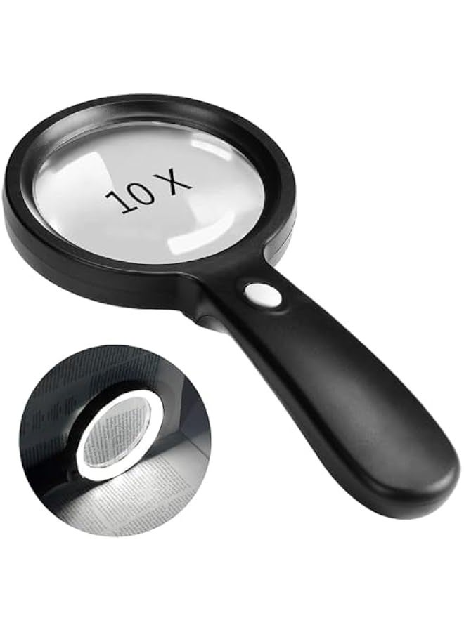 Handheld Magnifying Glass with 12 LED Light for Macular Degeneration, Senior Reading, Soldering, Inspection, Coin and Jewelry Exploration. - Image 1