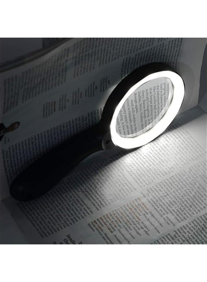 Handheld Magnifying Glass with 12 LED Light for Macular Degeneration, Senior Reading, Soldering, Inspection, Coin and Jewelry Exploration. - Image 2