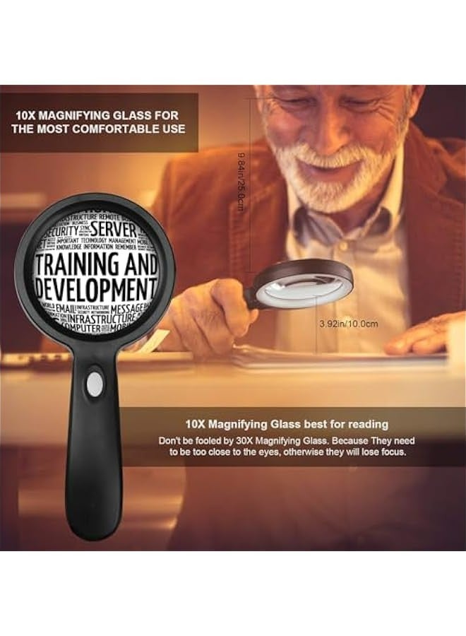 Handheld Magnifying Glass with 12 LED Light for Macular Degeneration, Senior Reading, Soldering, Inspection, Coin and Jewelry Exploration. - Image 3