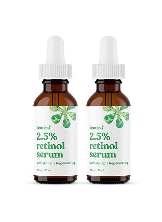Asutra Antiaging 2.5% Retinol Serum 1 Fl Oz (2Pk) | Ultra Potent & Helps Minimize Signs Of Aging | Plump Up Skin & Decrease Pore Size | Hyaluronic Acid Vitamin E Wheat Germ Aloe & Jojoba Oil - Image 1
