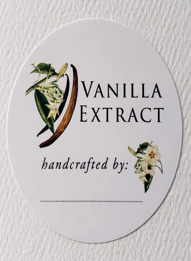 Nancy Nikko Vanilla Extract Labels (botanical) - Pack of 18. Size >> 2" ROUND Fill in Style - Image 1