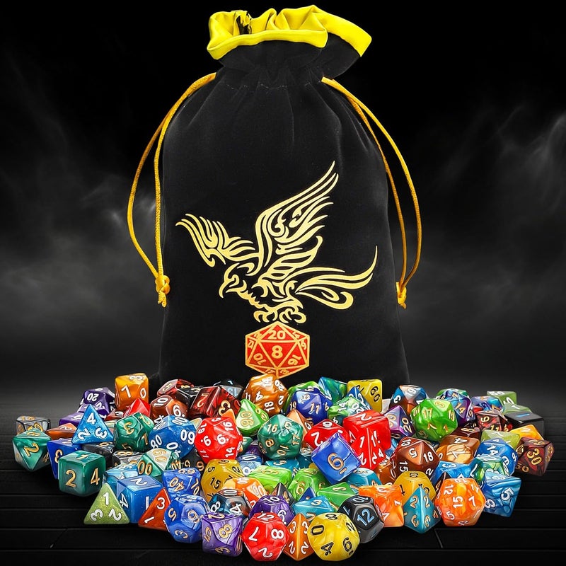 QMAY DND Dice Set - 20x7 (140 Pieces) Polyhedral Dice, 20 Colors D&D Dice for Dungeons and Dragons Tabletop Role-Playing Games with 1 Drawstring Bag - Image 3