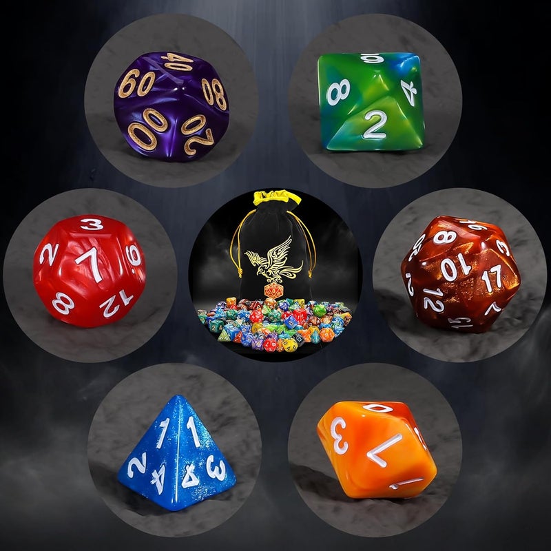 QMAY DND Dice Set - 20x7 (140 Pieces) Polyhedral Dice, 20 Colors D&D Dice for Dungeons and Dragons Tabletop Role-Playing Games with 1 Drawstring Bag - Image 2