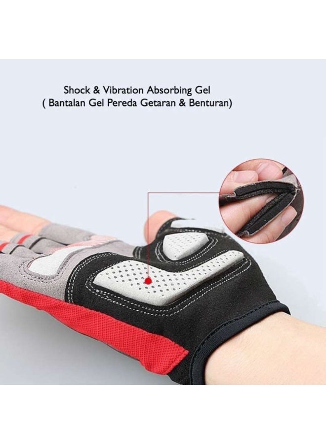 جي يو بي قفازات دراجة هوائية GUB 2099 نصف إصبع ضد الانزلاق مع وسادة جل أحمر مقاس L - Image 2