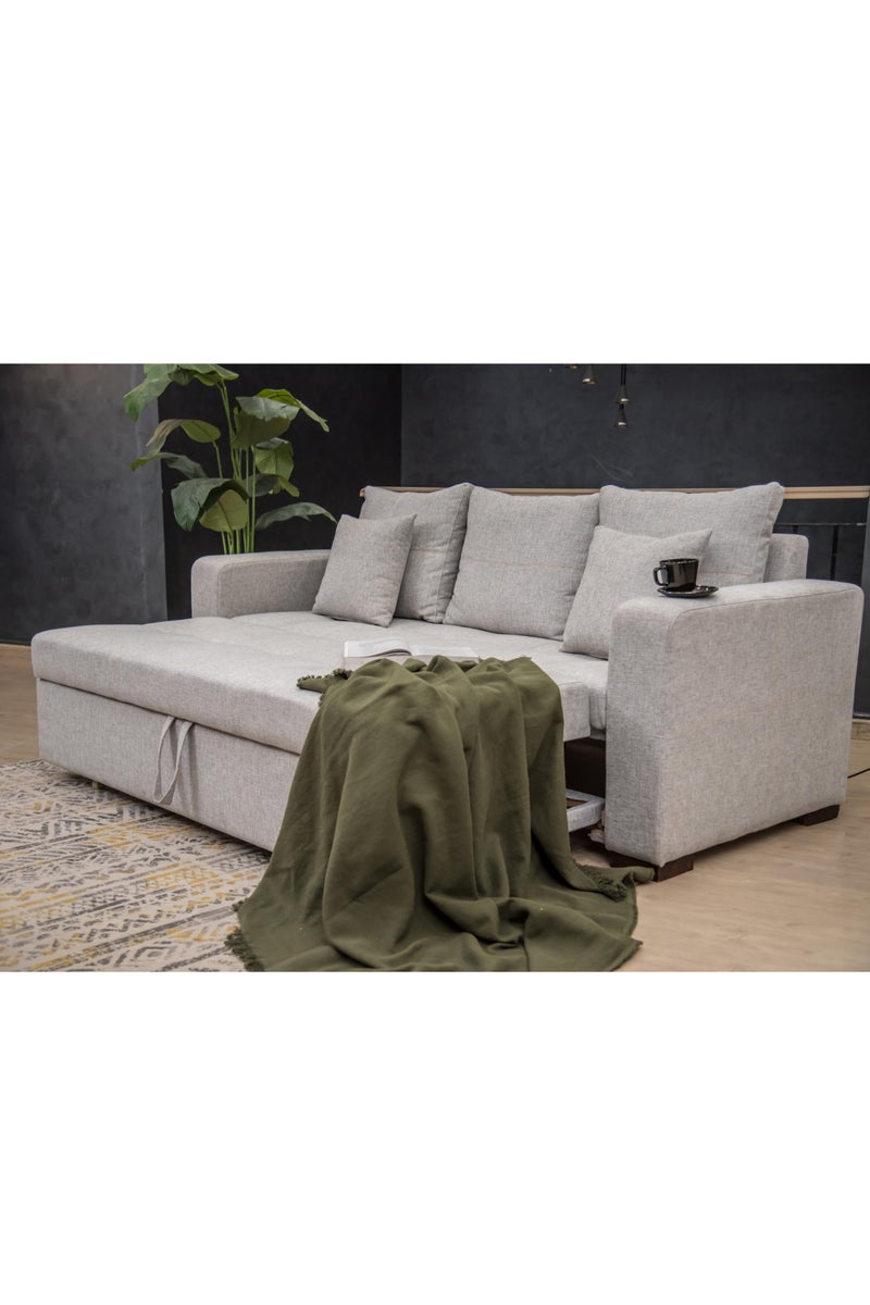 ركنه مودرن قابلة للفرد بتنجيد كتان ومصنوعة من خشب زان أحمر – مقاس 220×90 سم