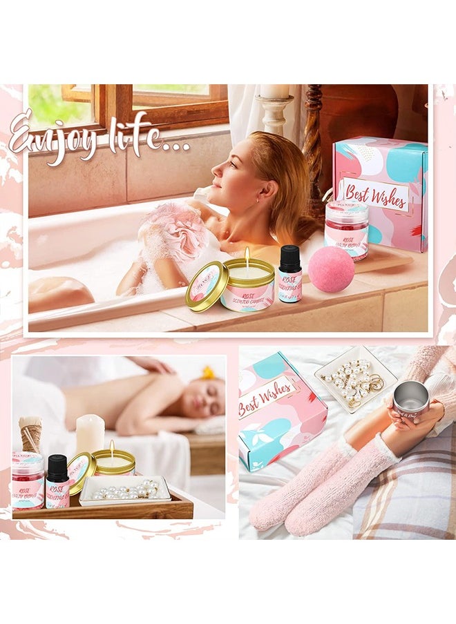 Beauenty 11PC Scented Candles & Bath Bombs Set,Bubble Bath Set Gifts for Women,Relaxing Spa Gift Set for Women (pink rose)  - Image 3