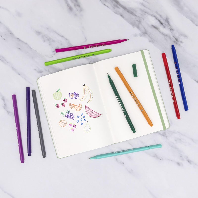 PAPERAGE Felt Tip Fine Point Pens (0.4mm), 12 Pack, Colored Pens For Journaling, Notebooks, Planners, Calendars & Drawing, Great for School, Office, & Home (Rainbow) - Image 5