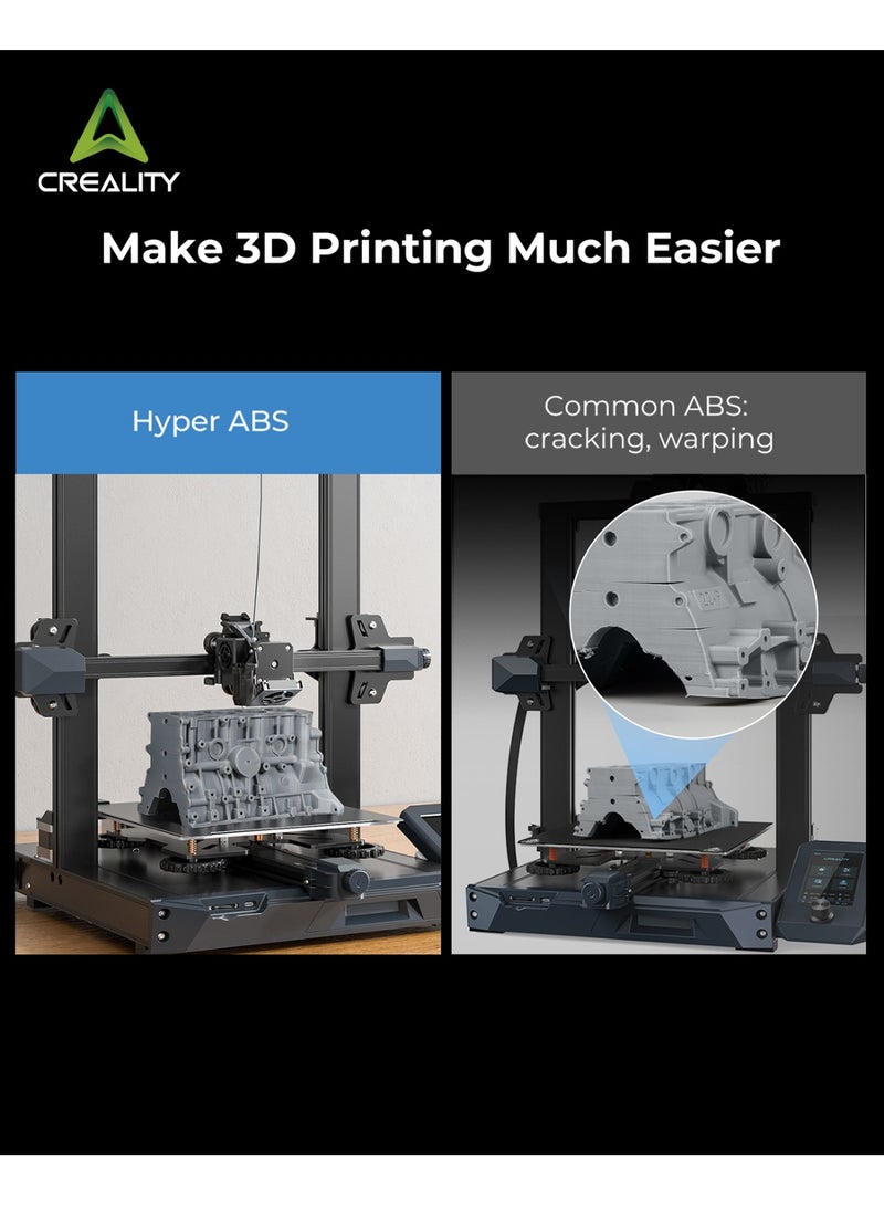 كريليتي 3D خيوط هايبر ABS 1.75 مم باللون الأسود، خيوط طابعة ثلاثية الأبعاد ABS لمقاومة درجات الحرارة العالية، مقاومة عالية للصدمات، عديم الرائحة وغير سامة 1 كجم/بكرة، تناسب معظم الطابعات ثلاثية الأبعاد - Image 4