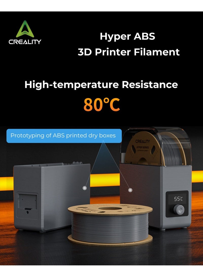 كريليتي 3D خيوط هايبر ABS 1.75 مم باللون الأسود، خيوط طابعة ثلاثية الأبعاد ABS لمقاومة درجات الحرارة العالية، مقاومة عالية للصدمات، عديم الرائحة وغير سامة 1 كجم/بكرة، تناسب معظم الطابعات ثلاثية الأبعاد - Image 5