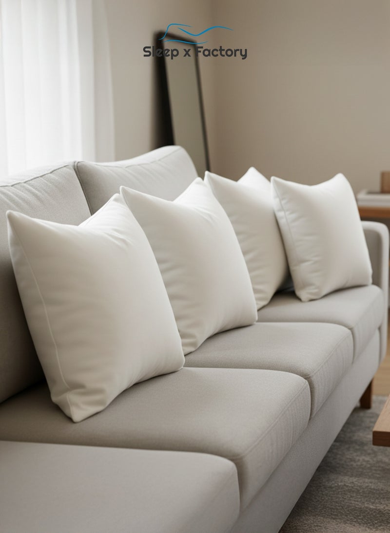 Sleep x Factory White Decorative Cushions – 4 Pack – 45x45 cm – Microfiber Filled Pillow - Image 2