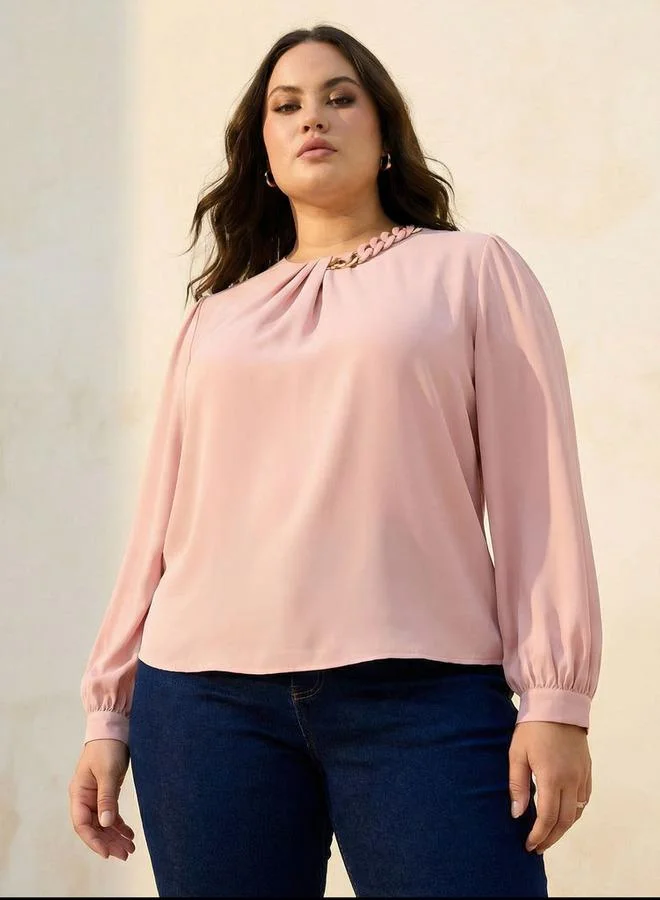  أولا بوبكن Ulla Popken Top with Chain Accent