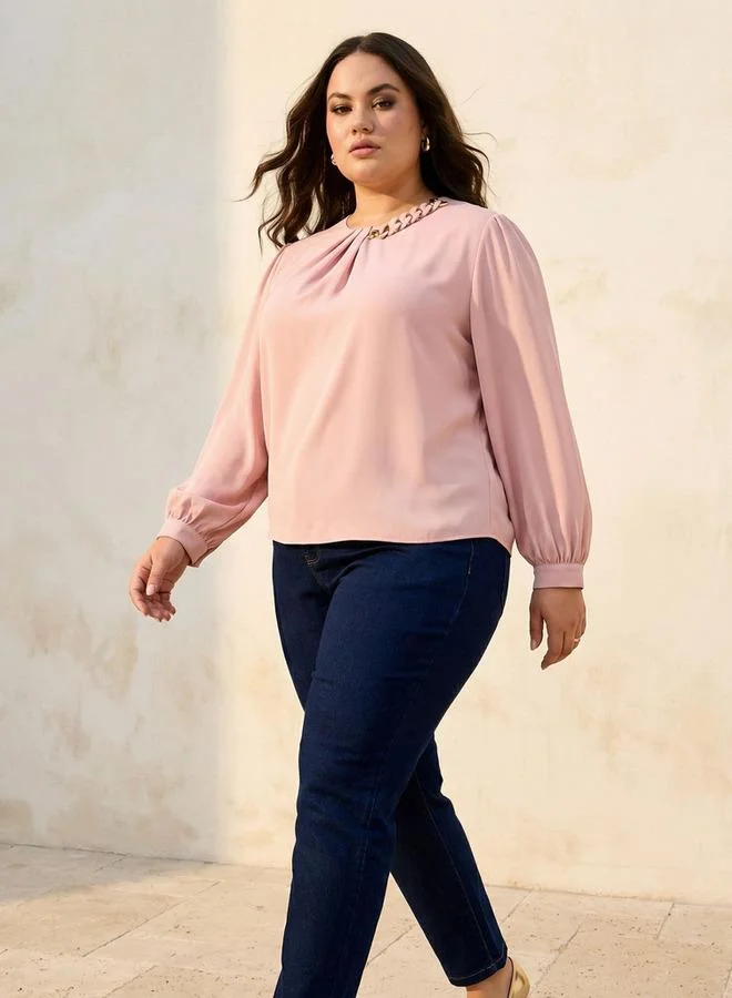  أولا بوبكن Ulla Popken Top with Chain Accent