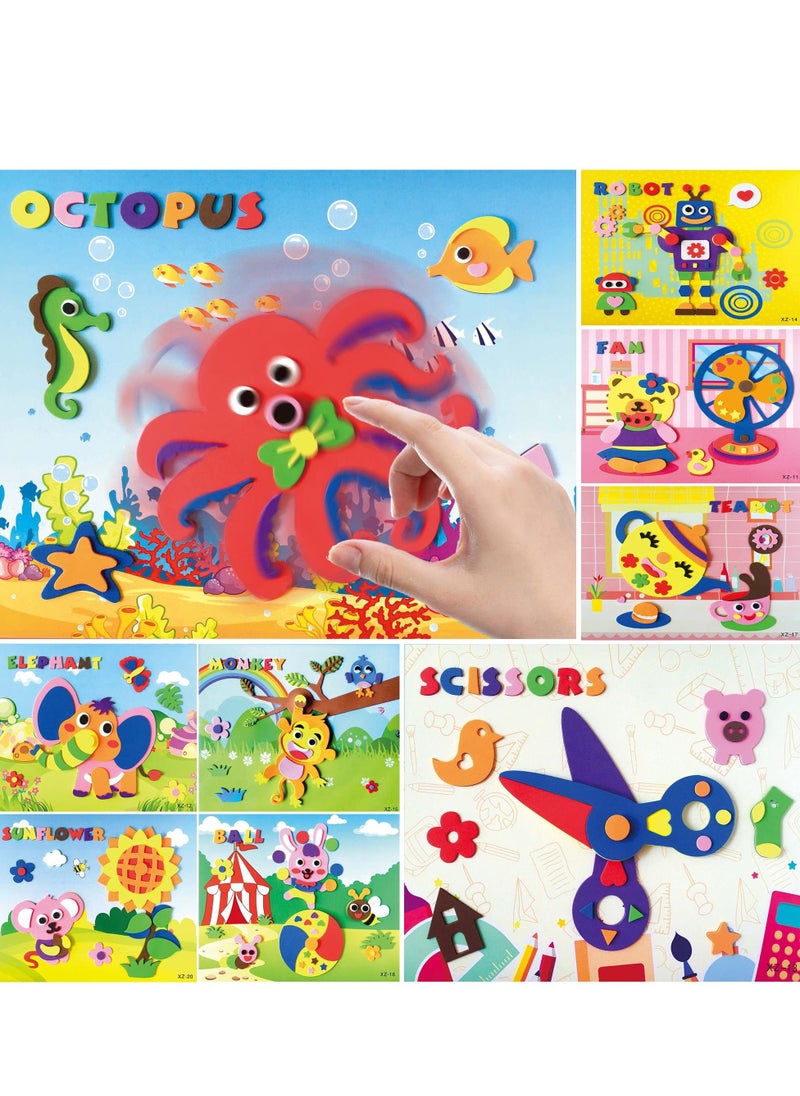 Generic - Sticker Art Kits, Rotatable Toddler Arts and Crafts 3D EVA Foam Stickers DIY Art Craft Kits for Kids 20 Packs Cartoon Animal Learning Educational Puzzle Toy - Image 1