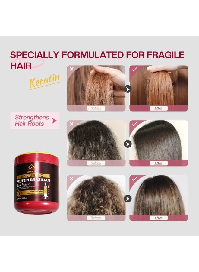 STARPLEX Moisturizing Hair Mask 500ml - Brazilian Protein & Argan Oil | Nourishing & Hydrating for All Hair Types | Salon Professional Deep Treatment - Image 4