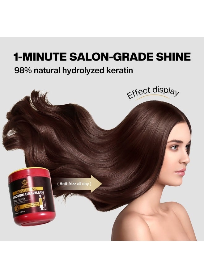 STARPLEX Moisturizing Hair Mask 500ml - Brazilian Protein & Argan Oil | Nourishing & Hydrating for All Hair Types | Salon Professional Deep Treatment - Image 5
