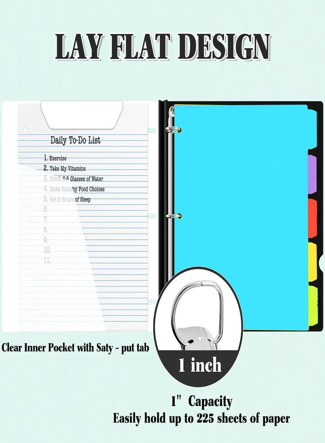 INFUN 1 Inch Telescoping 3 Ring Binder - 4 Pack, Flexible Binder with 5-Tabs Dividers, Customizable Front Cover and Clear Catalog Pocket, 225 Sheet Capacity - 2 Black and 2 White - Image 4
