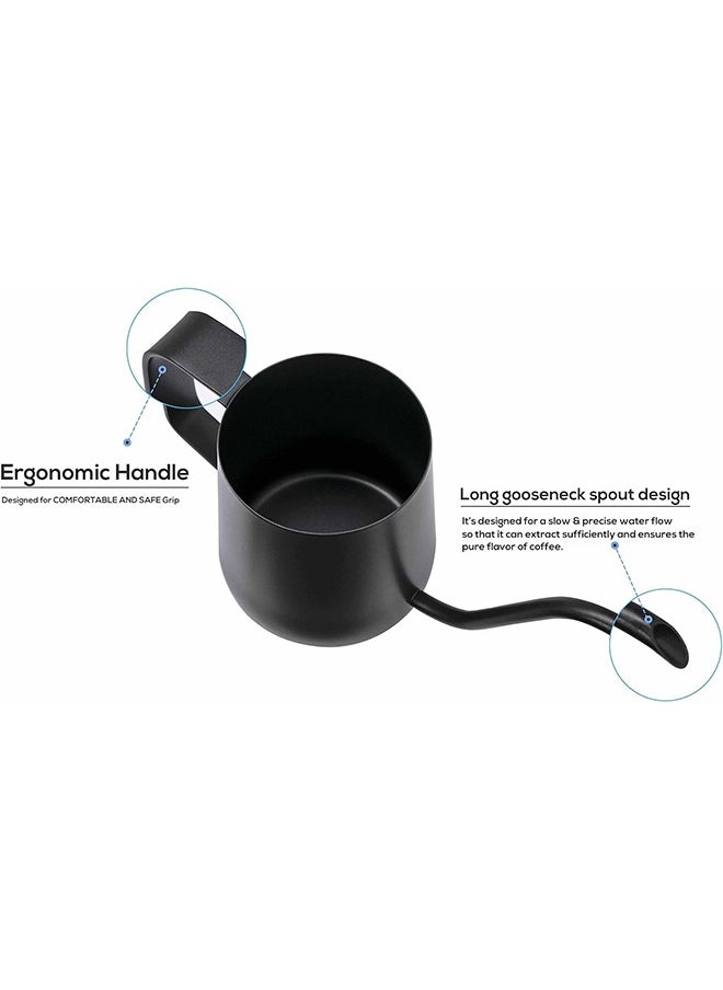 KUYING - Long Narrow Spout Stainless Pour Coffee Pot Gooseneck Kettle Black 250ML Coffee Maker for Office Home Brewing Drip Coffee And Tea Pot Camping and Traveling - Image 1