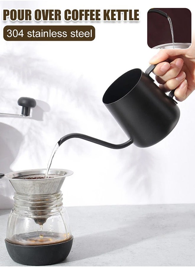 KUYING - Long Narrow Spout Stainless Pour Coffee Pot Gooseneck Kettle Black 250ML Coffee Maker for Office Home Brewing Drip Coffee And Tea Pot Camping and Traveling - Image 1