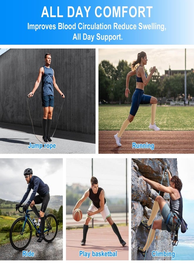 Sagry 4 Pairs Zipper Compression Socks for Women & Men,15-20 mmHg Medical over the knee compression socks, Easy Wear, Elastic & Comfortable, for Fitness, Flight, Running Marathon (Nude+Black, S/M) - Image 5
