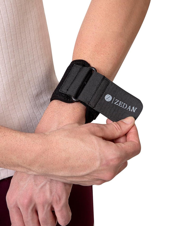 ZEDAN Adjustable Strap Active Tennis Elbow Support Brace Band for Men & Women | For Pain Relief in Bursitis, Tendonitis - Black - Image 2