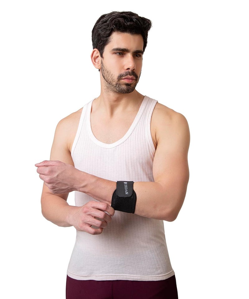 ZEDAN Adjustable Strap Active Tennis Elbow Support Brace Band for Men & Women | For Pain Relief in Bursitis, Tendonitis - Black - Image 1
