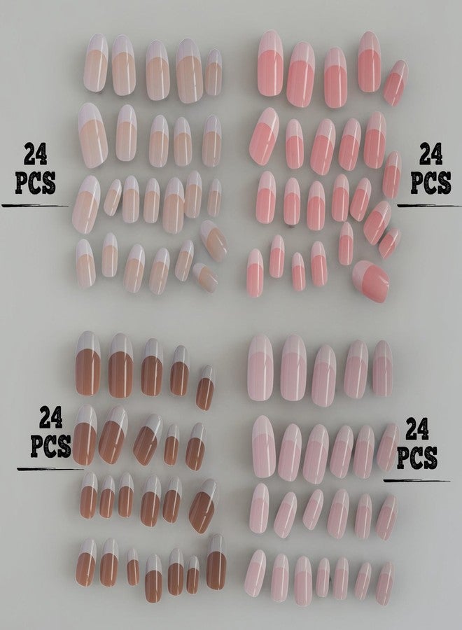 STORE 2508 Nail Fairy 96 Pcs Press on French Nails, 4 Colours, With Glue Sheets Artificial Nails Set for Girl Women Model - NQ877 - Image 3
