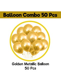 Party Propz Party Propz Golden Metallic Balloons -50 Pcs Gold Metallic Balloons | Metallic Golden Balloons For Decoration | Gold Balloons For Decoration | Balloon For Decoration | Metallic Balloons For Decoration  - Image 2