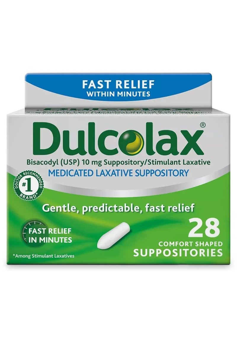 DULCOLAX Medicated laxative suppositories for fast relief 10 mg 28 Count - Image 1