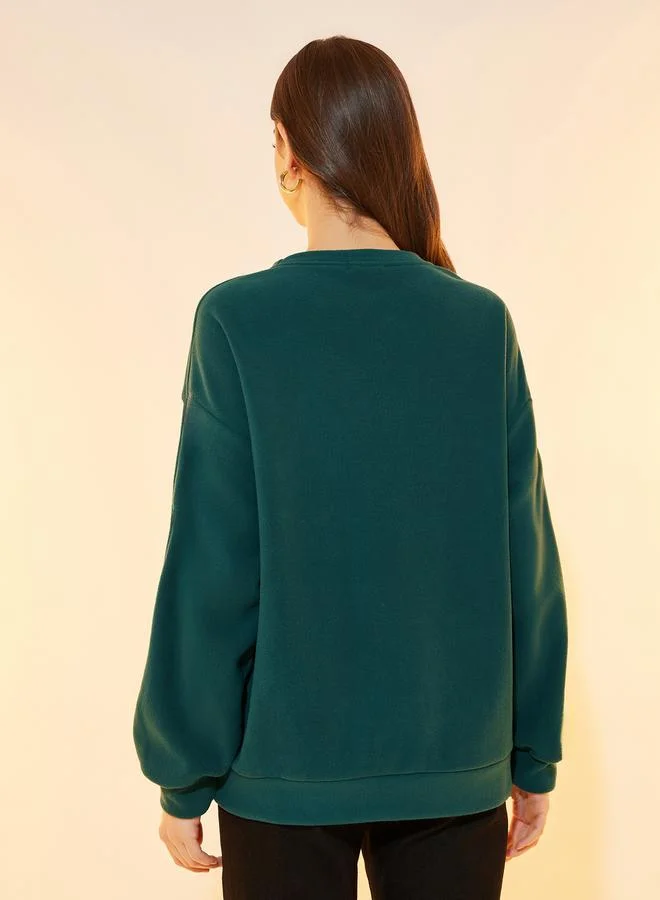 Take Two Embroidered Slogan Detail Oversized Sweatshirt