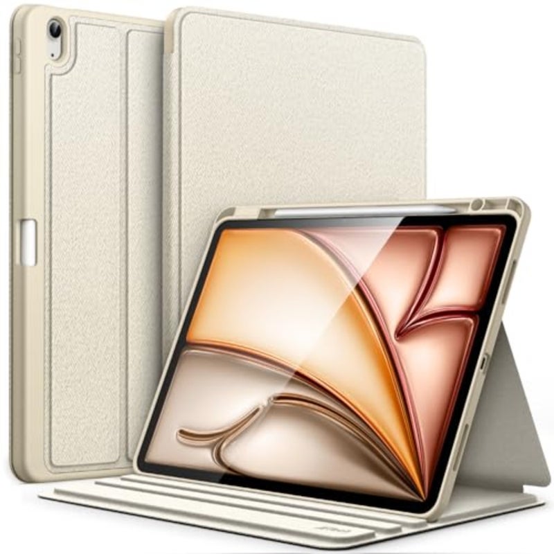 حافظة قابلة للطي لجهاز iPad Air 13 M4/M3/M2: غطاء حامل متعدد الزوايا مع حامل قلم رصاص، غطاء واقي نحيف باللون الأسود، وظيفة التنبيه/السكون التلقائي لموديلات 2026/2025/2024 - Image 1