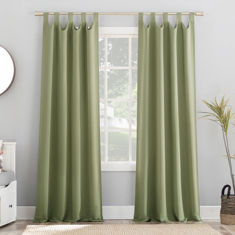 Sun Zero Easton Energy Saving Blackout Tab Top Curtain Panel 40 x 63 Sage Green