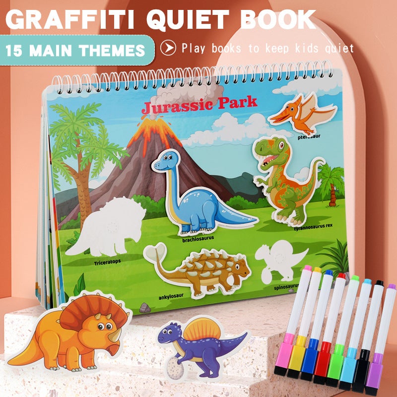 Kidsren'S Enlightenment Early Education Diy Graffiti Quiet Paste Book Puzzle Animal Scene Sticker Book Educational Toys - Image 2