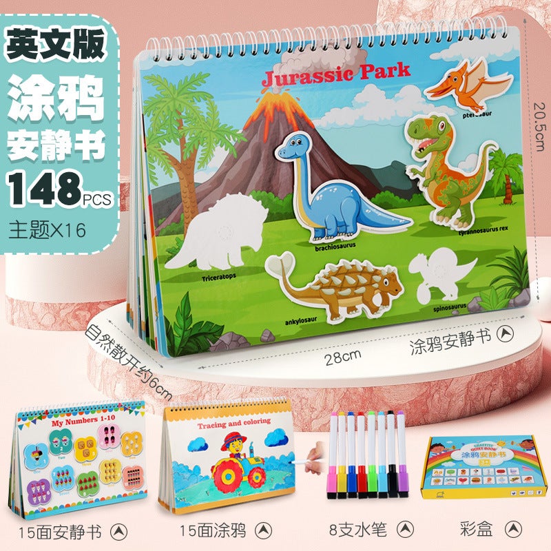 Kidsren'S Enlightenment Early Education Diy Graffiti Quiet Paste Book Puzzle Animal Scene Sticker Book Educational Toys - Image 1