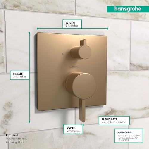 Hansgrohe صمام دش هانسغروه إيكوستات مودرن بتوازن الضغط مع محول في البرونز المصقول، 15862141 - Image 4
