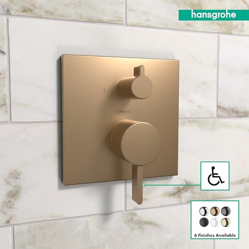 Hansgrohe صمام دش هانسغروه إيكوستات مودرن بتوازن الضغط مع محول في البرونز المصقول، 15862141 - Image 3