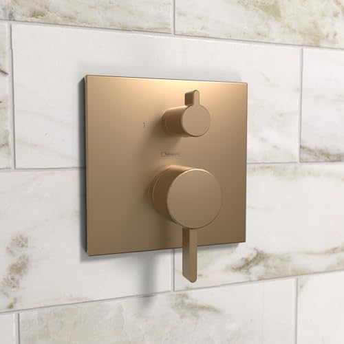 Hansgrohe صمام دش هانسغروه إيكوستات مودرن بتوازن الضغط مع محول في البرونز المصقول، 15862141 - Image 2