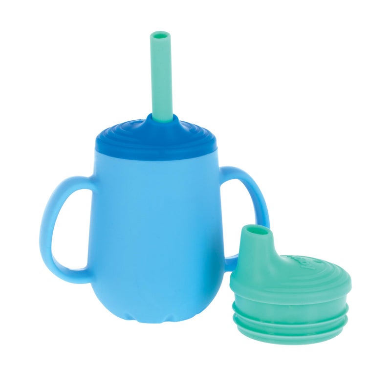 Nuby 3-Stage Training Cup Set - Silicone Tumbler with Spout and Straw Combo - 4 oz - 6+ Months - Boys - Image 1