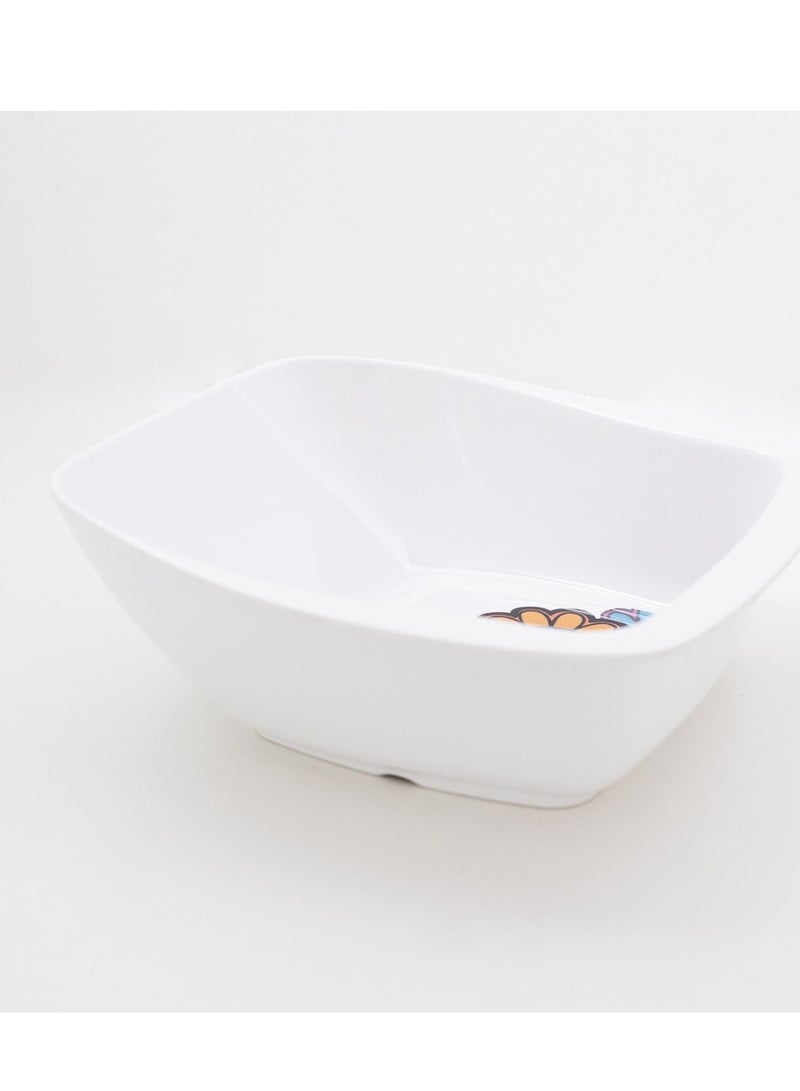 Bright Designs Melamine Serving Bowl with Serving Spoon and Fork 
Set of 1 (L 26cm W 26cm H 9cm) Paisley - Image 1
