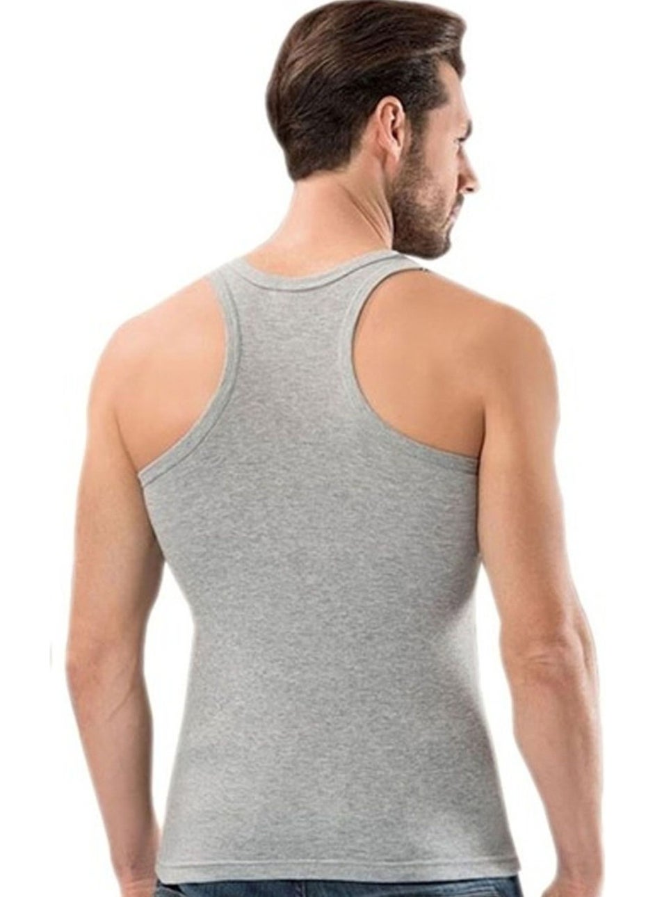 Belifanti Collection Men's Cotton 3-Piece Gray Sports Undershirt and 3-Piece Black Boxer 6 Piece Set  - Image 2