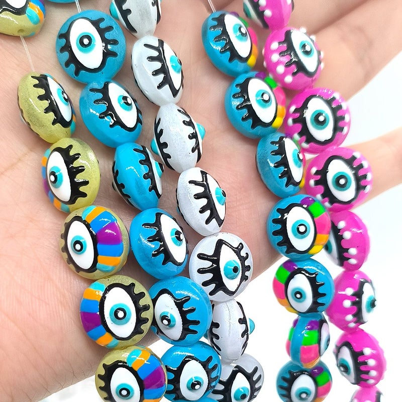 4pcs Blue Rainbow Devil Eye Glass Beads For DIY Jewelry Making - Image 2