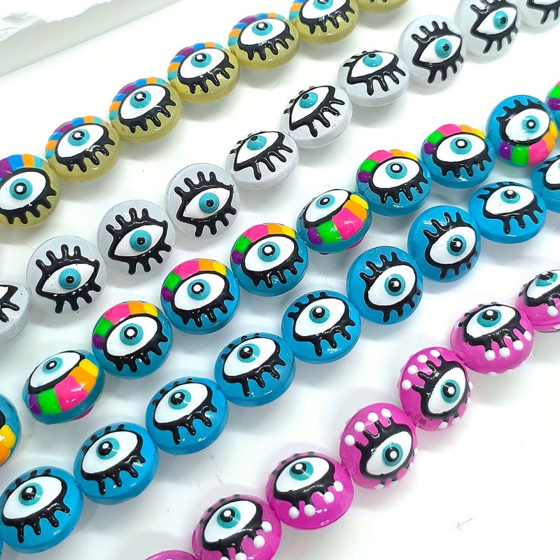 4pcs Blue Rainbow Devil Eye Glass Beads For DIY Jewelry Making - Image 3