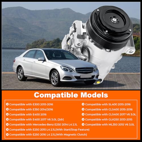 CNYGO 0008302600 AC Air Conditioner Compressor Assembly with Clutch Compatible with Mercedes-Benz E250 2014-16 L4 2.1L,E300 15-16,E350 2014 2016,E400 16-17,SL400 15-16,CLS400 15-17,GLK250 13-15,ML350 2015 - Image 2