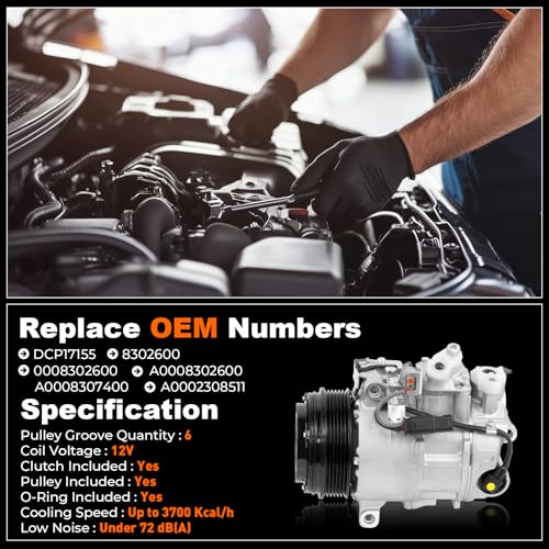 CNYGO 0008302600 AC Air Conditioner Compressor Assembly with Clutch Compatible with Mercedes-Benz E250 2014-16 L4 2.1L,E300 15-16,E350 2014 2016,E400 16-17,SL400 15-16,CLS400 15-17,GLK250 13-15,ML350 2015 - Image 3