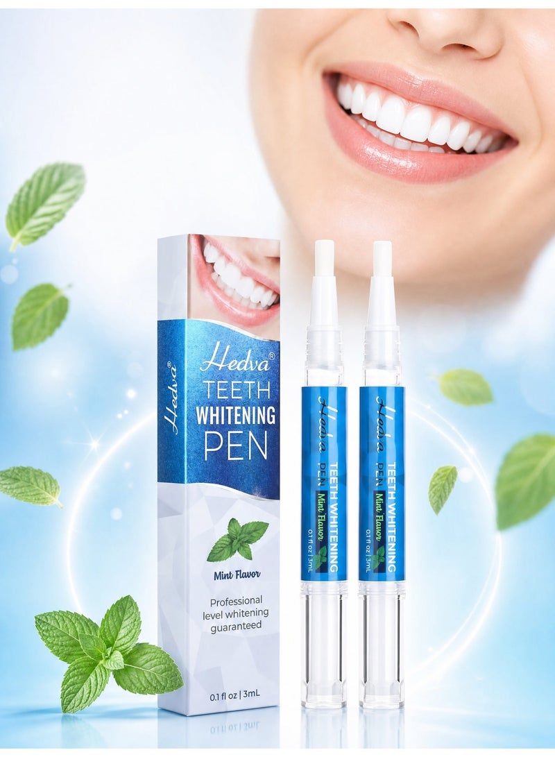 Hedva Teeth Whitening Pens 2 Pcs, Fast and Effective Removal Tooth Stain (Natural Mint Flavor) - Image 2