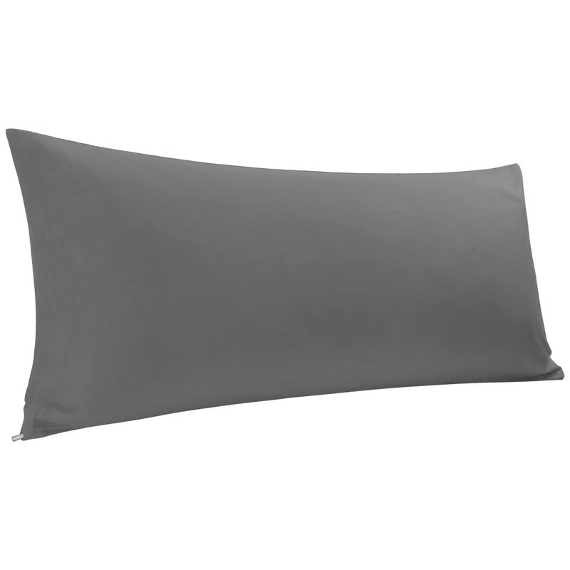 PiccoCasa 100 Egyptian Cotton Pillowcase Body Pillow Cover 300 Thread Count Soft and Breathable No Wrinkle NoFade with Zippered Closure Pillowcases Covers Dark Gray 20 W x 48 L