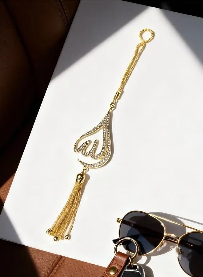 Muslim-themed car interior accessories, luxurious gold teardrop tassel car pendant, zinc alloy Islamic-style rearview mirror pendant, fashionable car ornament decoration, a gift symbolizing blessings. - Image 5