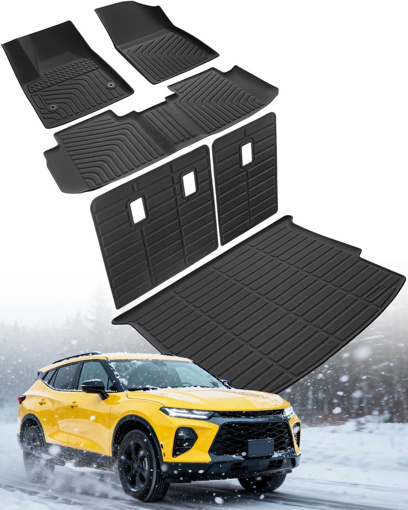 BAMACAR Floor Mats Backrest Cargo Liner for Chevy Blazer 2019-2025 Gas Only (Not EV Not Trailblazer) Car Accessories, All Weather Rubber Carpet for Chevrolet Base/L/LS/LT 2024 2023 2022 2021 2020 - Image 1