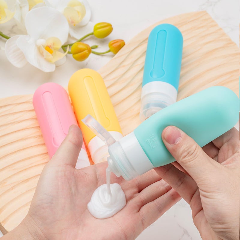 MODENGKONGJIAN 16pack Travel Bottles for Toiletries, TSA Approved LeakProof Squeezable Silicone Toiletry Containers for Shampoo, Conditioner, 3oz Portable Refillable Travel Size Liquid Containers (16Pcs/Warm Colorï¼‰ - Image 5