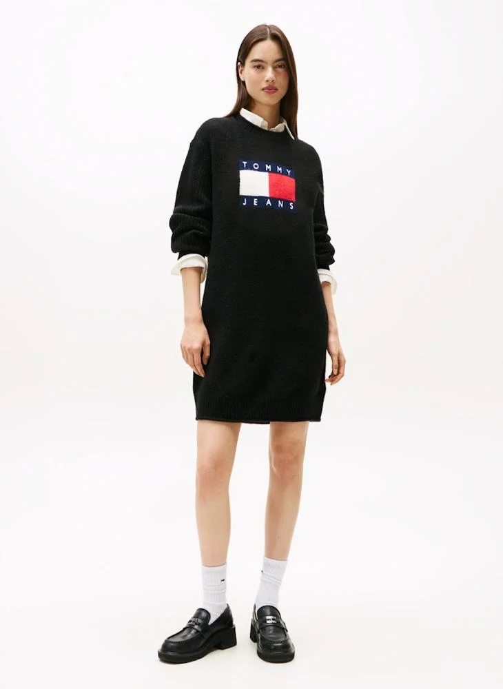 Flag Detail Sweatshirt Mini Dress