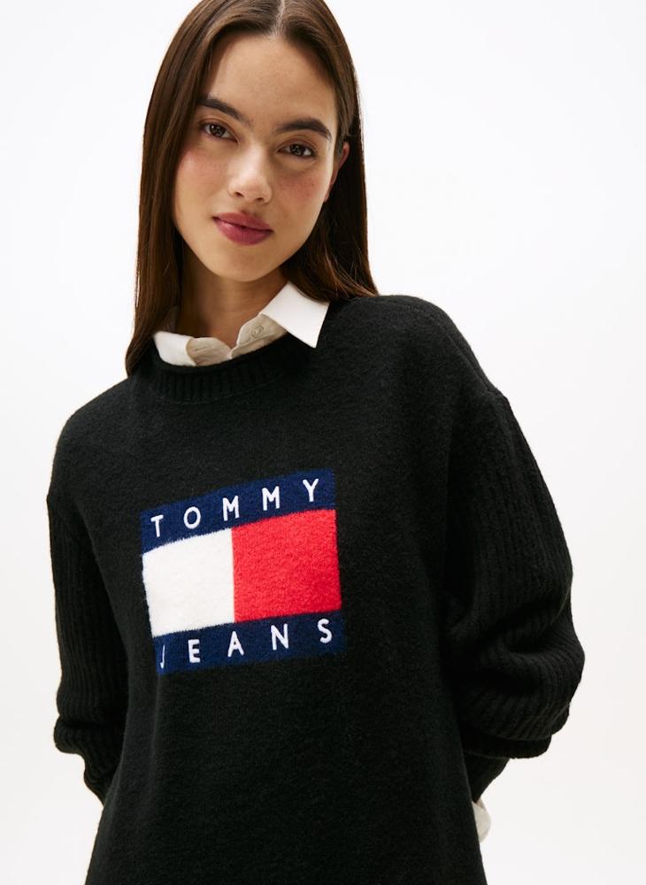 TOMMY JEANS Flag Detail Sweatshirt Mini Dress - Image 3